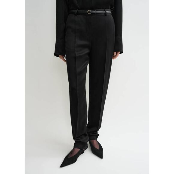 Toteme Low Waist Satin Trousers in Black 32 XS - Picture 2 of 4